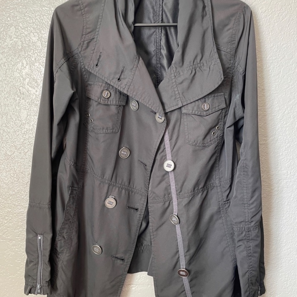 Hurley Women's Grey Lightweight Button-up Peacoat Jacket